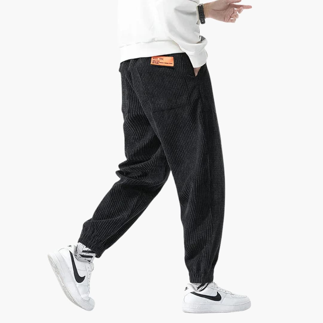 Men's Soft Cord Joggers with Elastic Waistband - Olytrend