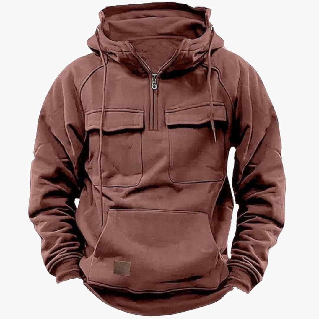 Men's Zip Up Hooded Sweatshirt with Pockets - Olytrend