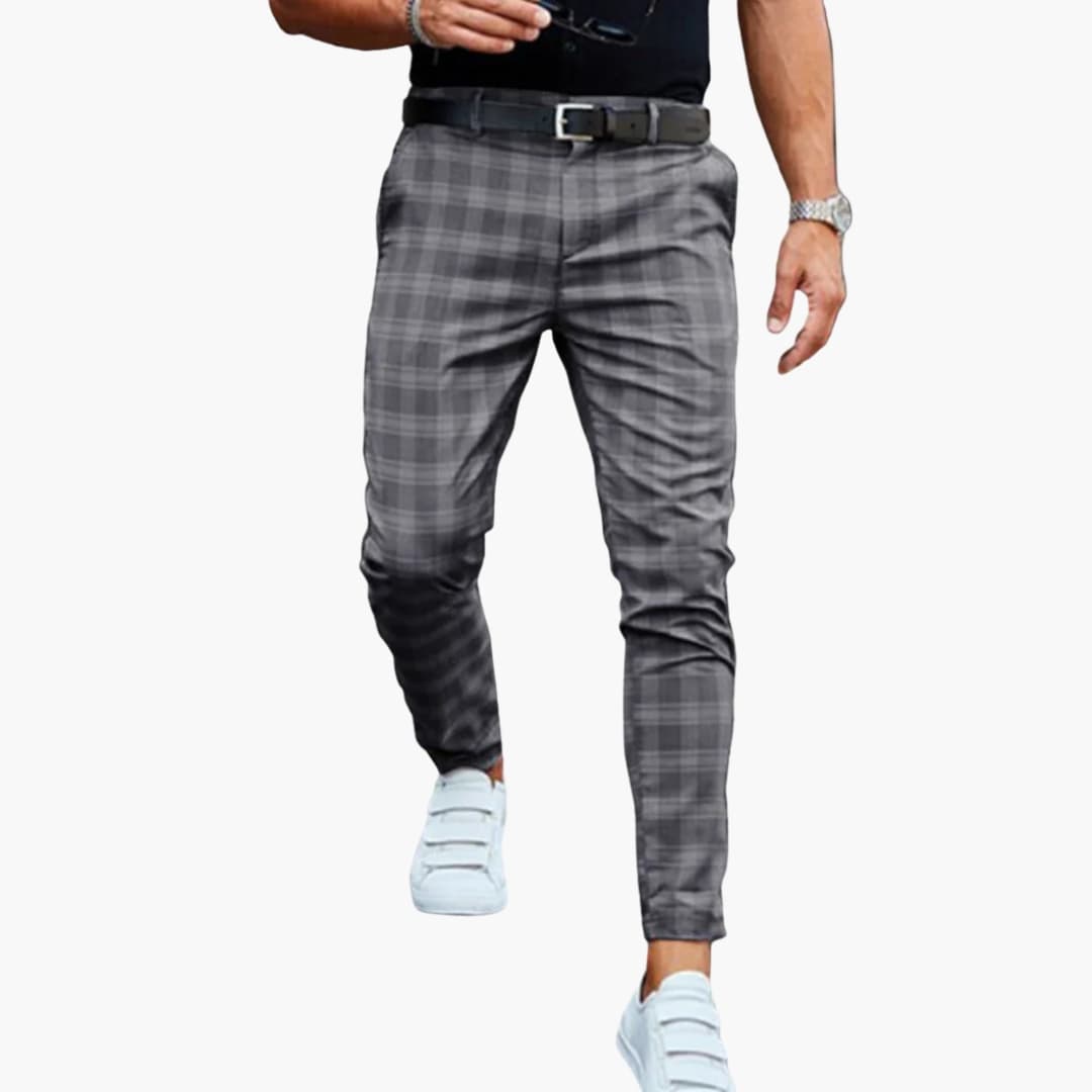 Classic Plaid Pants with Side Pockets