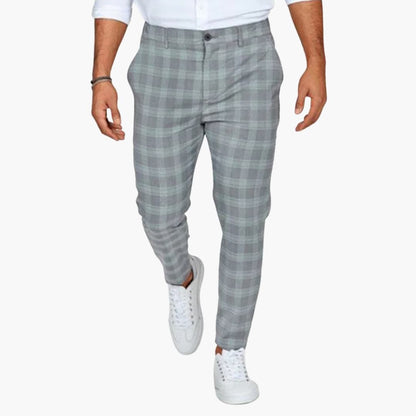 Classic Plaid Pants with Side Pockets
