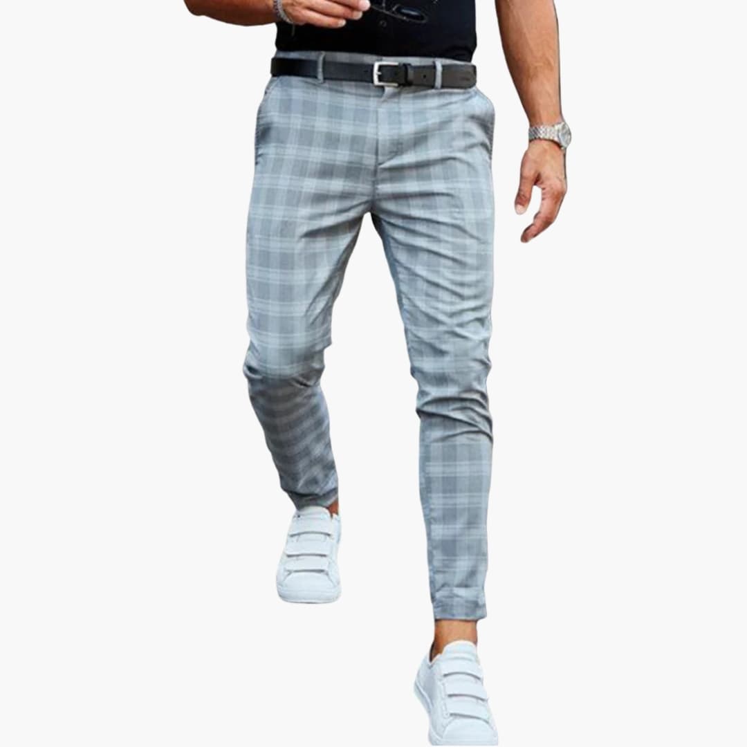 Classic Plaid Pants with Side Pockets