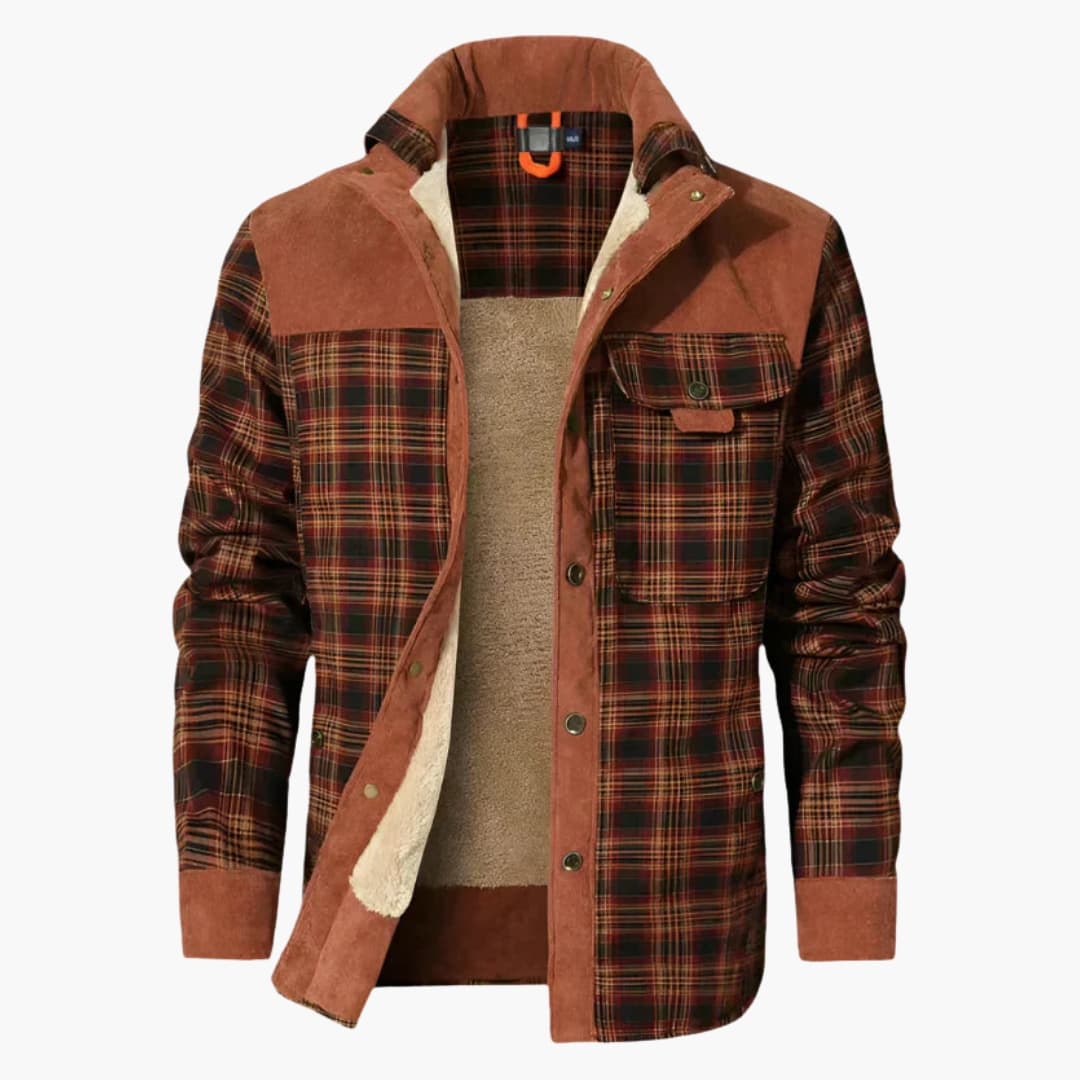 Classic Plaid Coat with Buttons and Pockets
