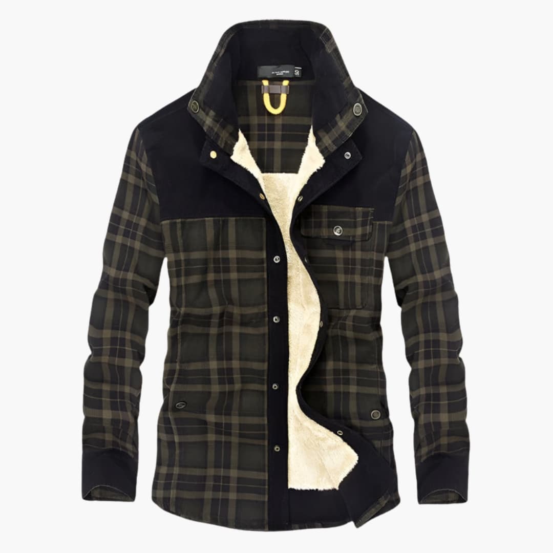 Classic Plaid Coat with Buttons and Pockets