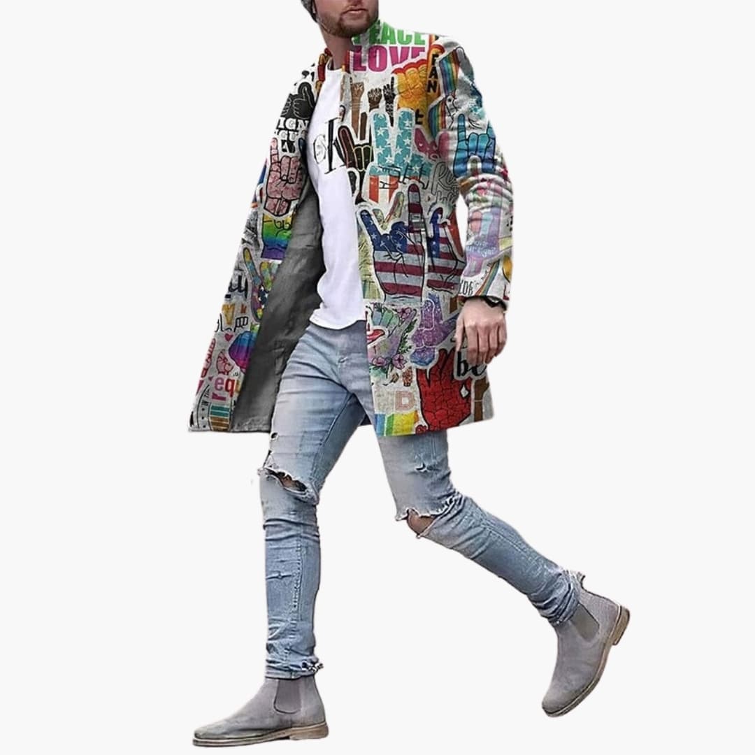 Tall Mens Graphic Print Overcoat