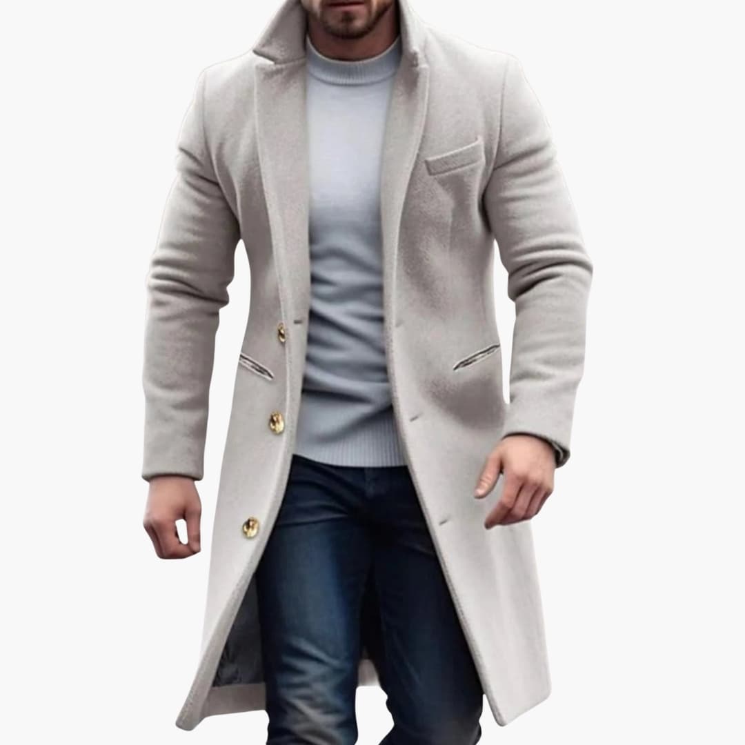 Classic Mens Overcoat Button Front Style