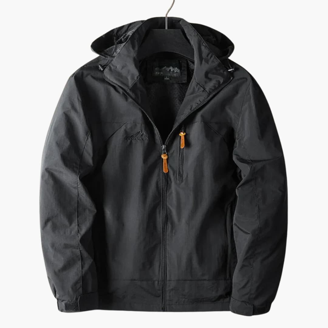 Waterproof Mens Jacket with Hood and Zip Pockets - Olytrend