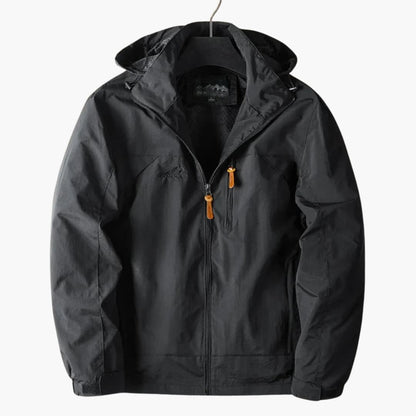 Waterproof Mens Jacket with Hood and Zip Pockets - Olytrend