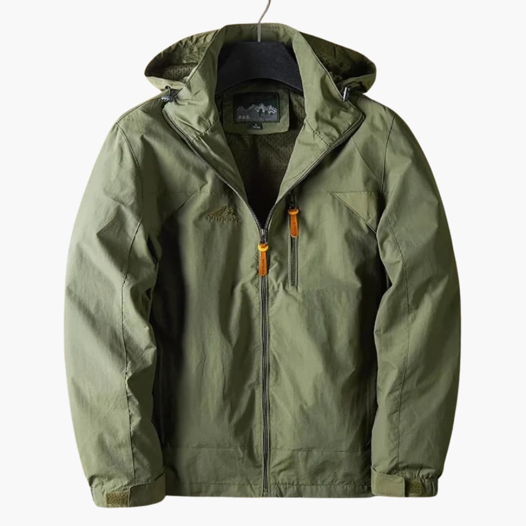 Waterproof Mens Jacket with Hood and Zip Pockets
