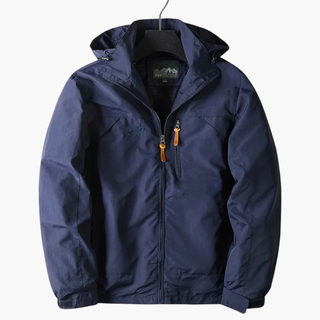 Waterproof Mens Jacket with Hood and Zip Pockets