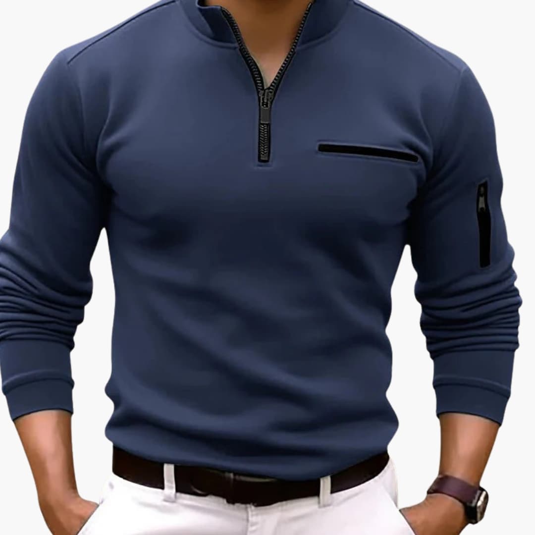 Men's Zip Neck Sweater with Pocket