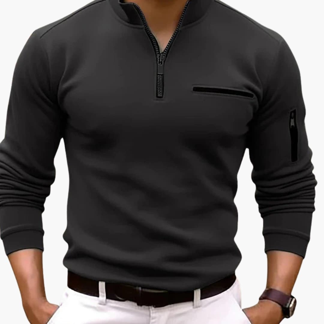 Men's Zip Neck Sweater with Pocket - Olytrend