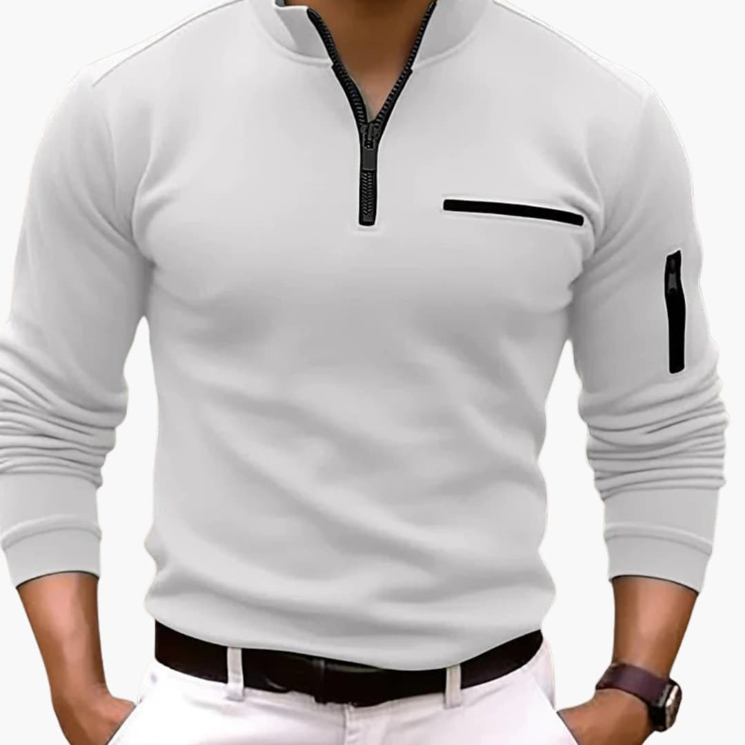 Men's Zip Neck Sweater with Pocket
