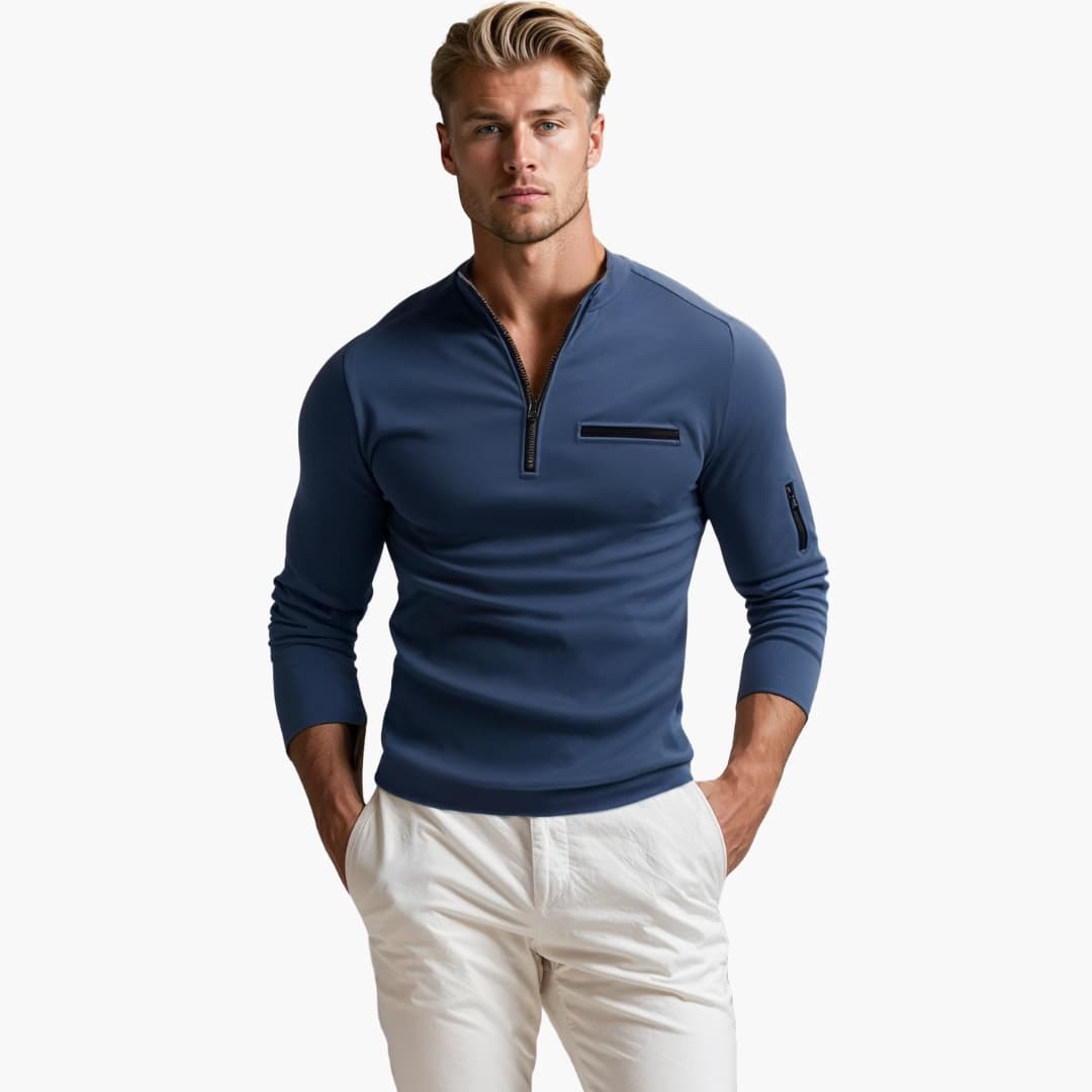 Men's Zip Neck Sweater with Pocket