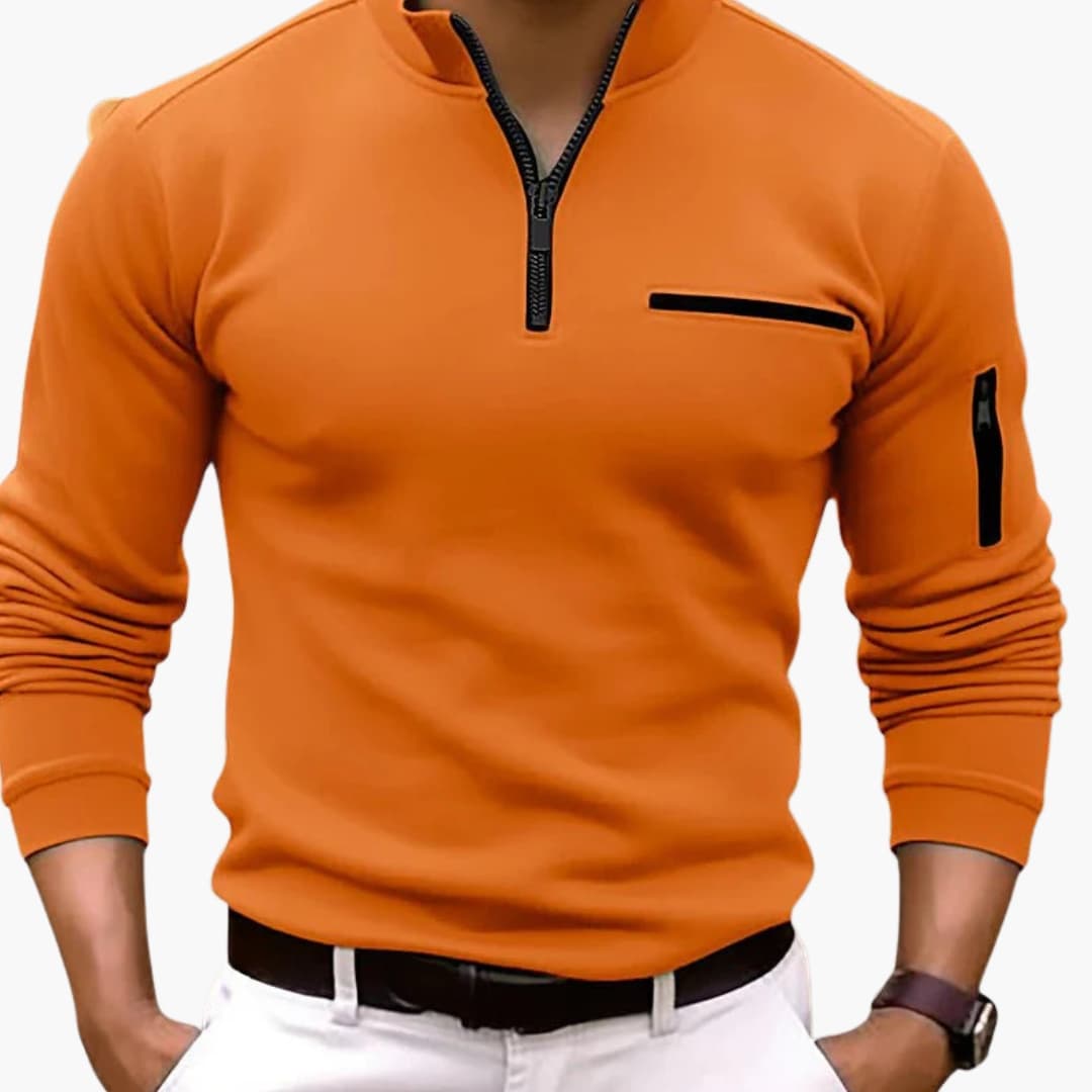 Men's Zip Neck Sweater with Pocket