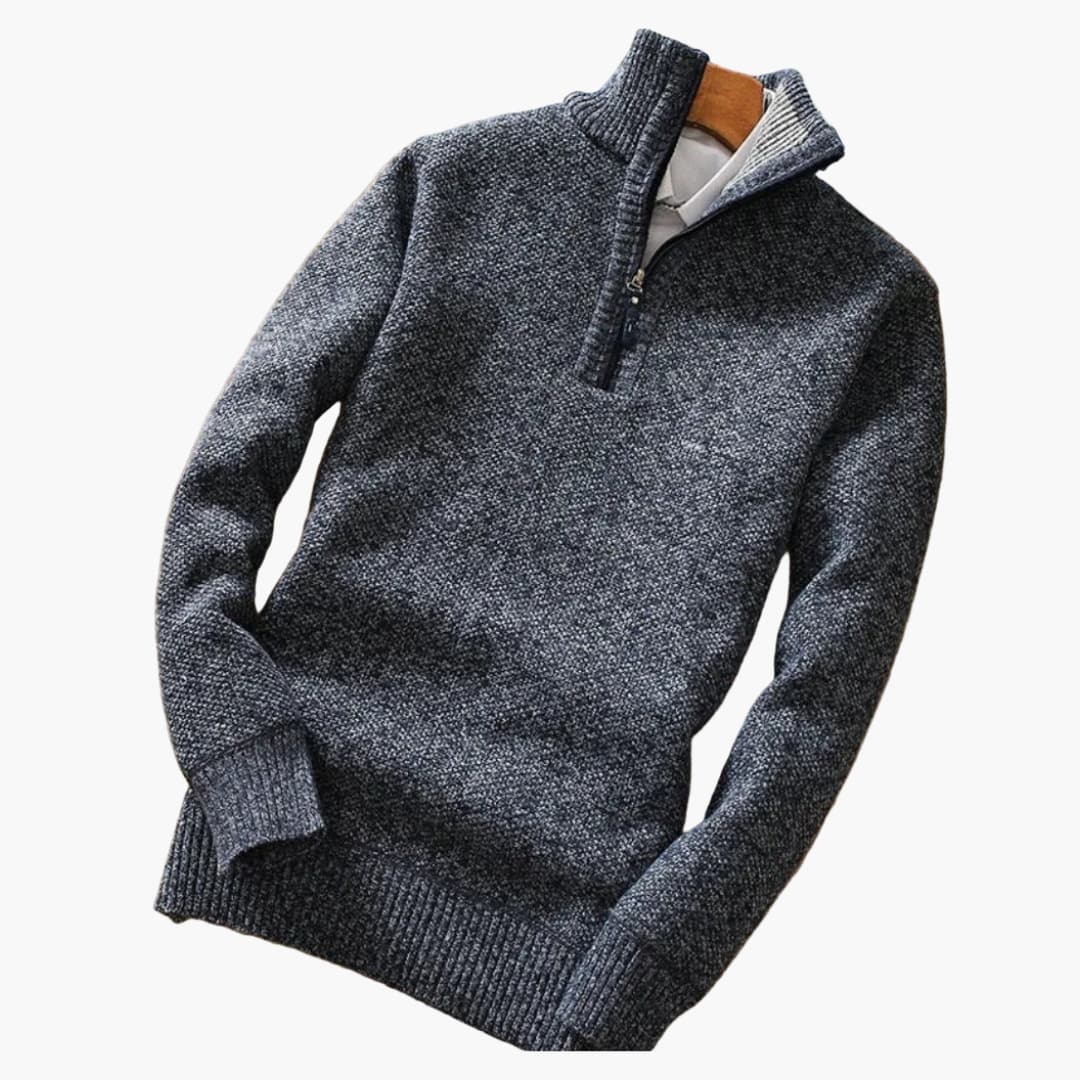 Men's Casual Zip Neck Pullover Sweater - Olytrend