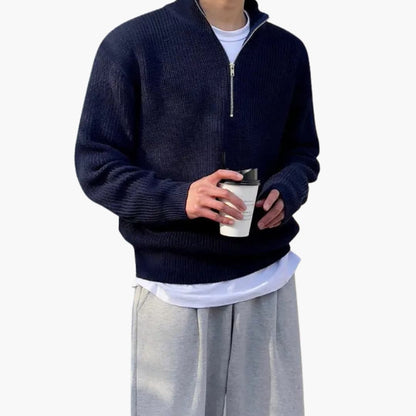 Men's Half Zip Ribbed Sweater