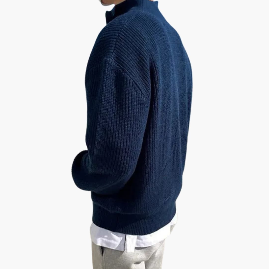 Men's Half Zip Ribbed Sweater
