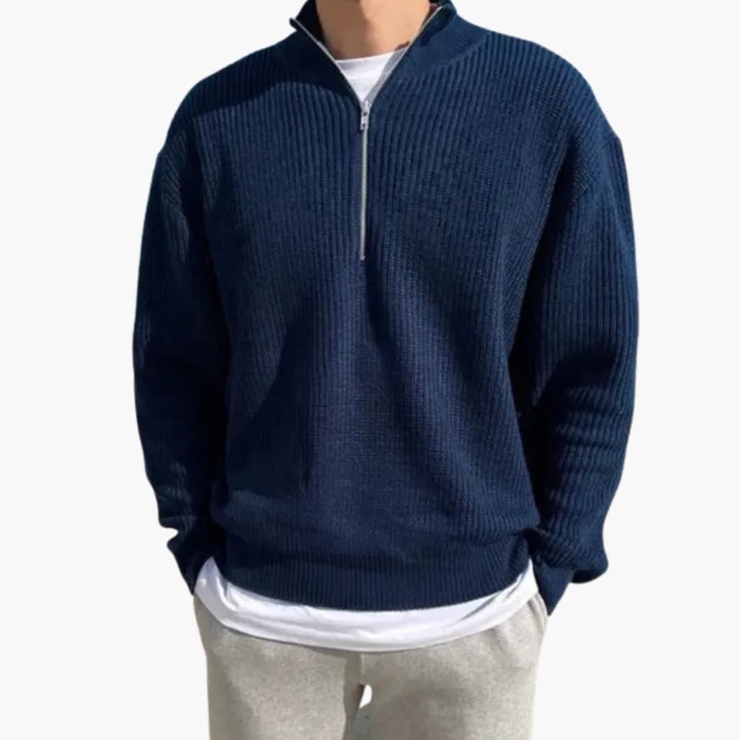 Men's Half Zip Ribbed Sweater - Olytrend
