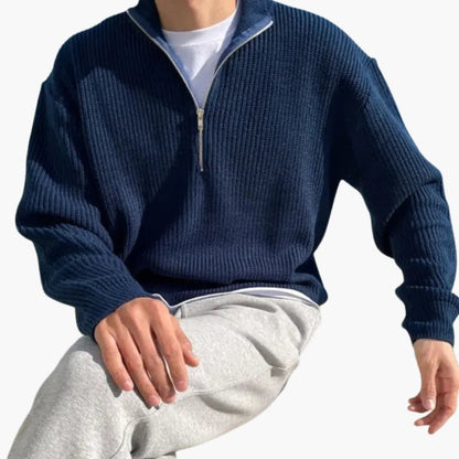 Men's Half Zip Ribbed Sweater