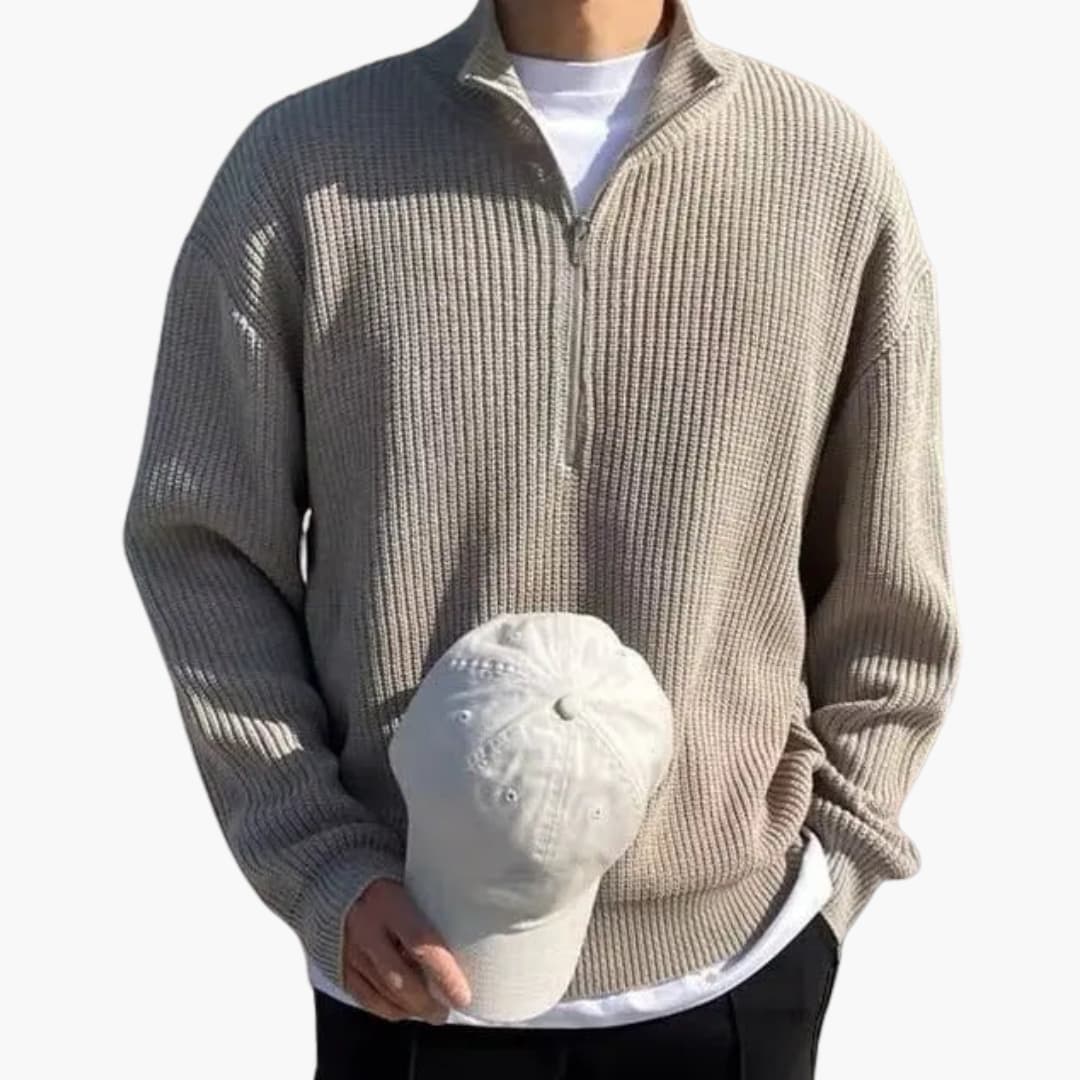Men's Half Zip Ribbed Sweater