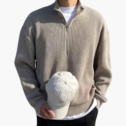 Men's Half Zip Ribbed Sweater