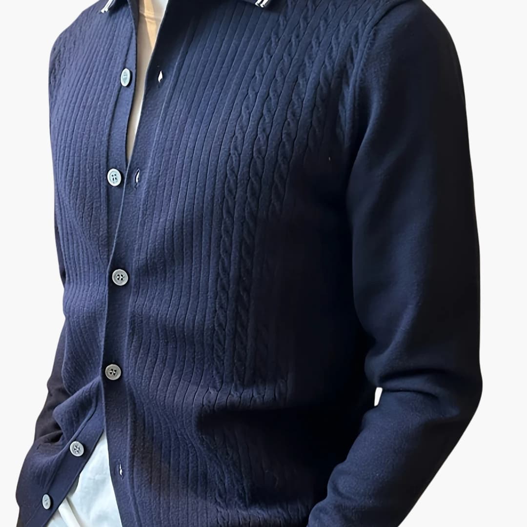 Classic Men's Crew Neck Button Sweater