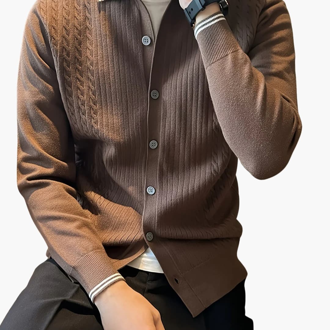 Classic Men's Crew Neck Button Sweater
