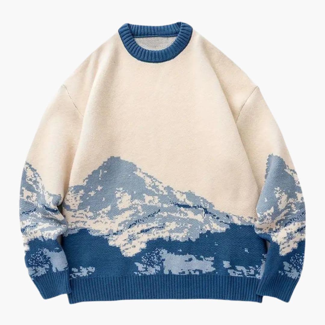 Casual Crew Neck Mountain Graphic Sweater - Olytrend