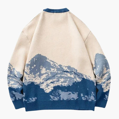 Casual Crew Neck Mountain Graphic Sweater