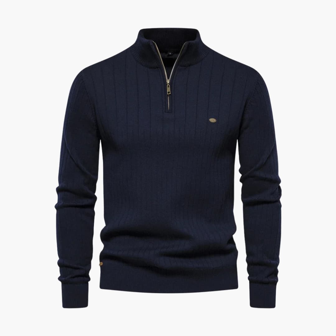 Men's Classic Crew Neck Half Zip Sweater - Olytrend
