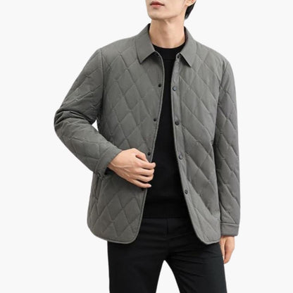 Warm Men's Quilted Coat with Collar - Olytrend