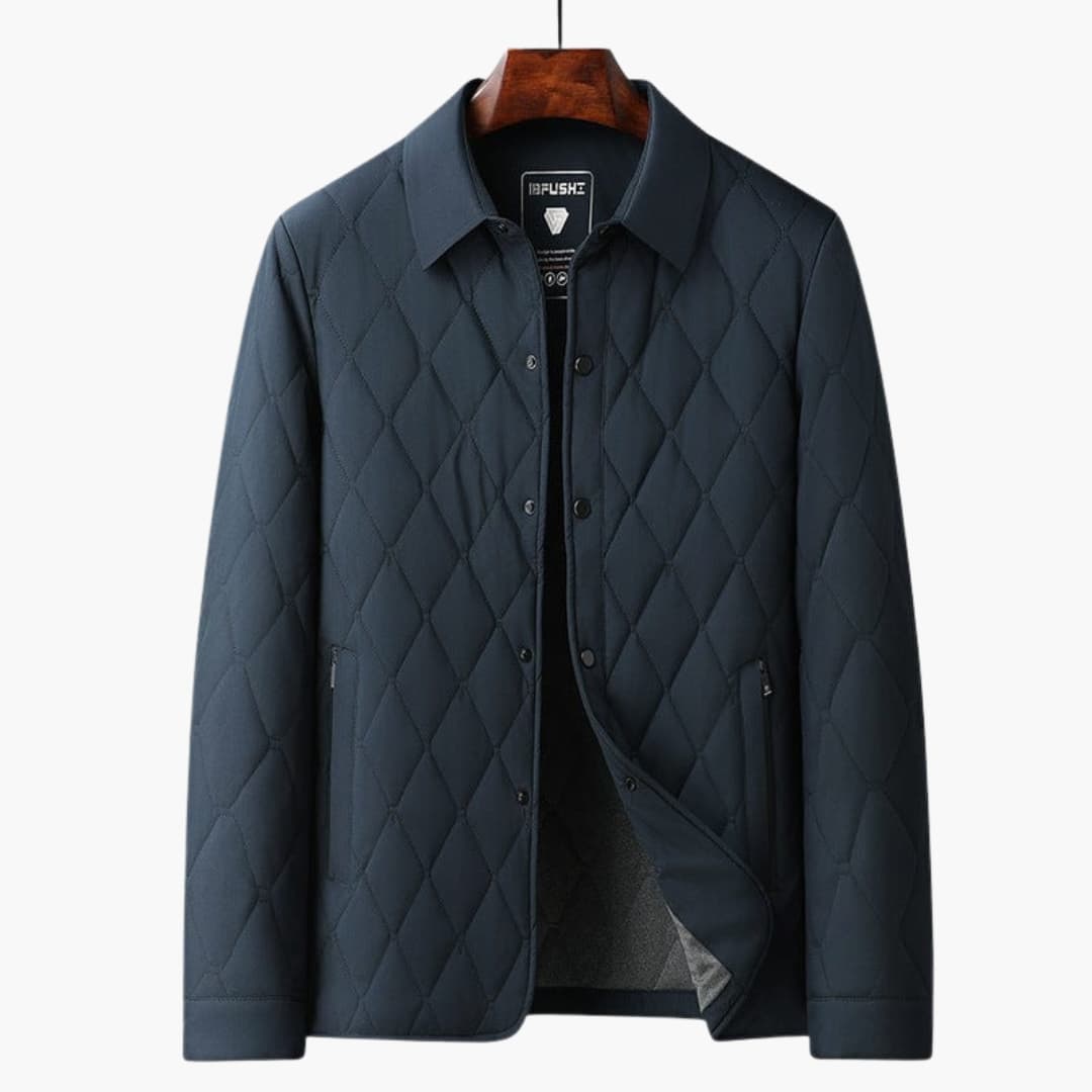 Warm Men's Quilted Coat with Collar