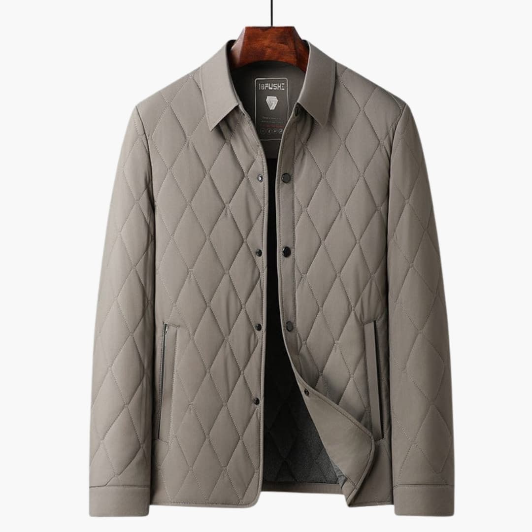 Warm Men's Quilted Coat with Collar