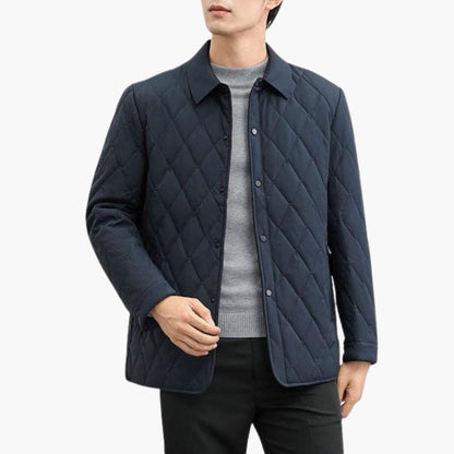 Warm Men's Quilted Coat with Collar