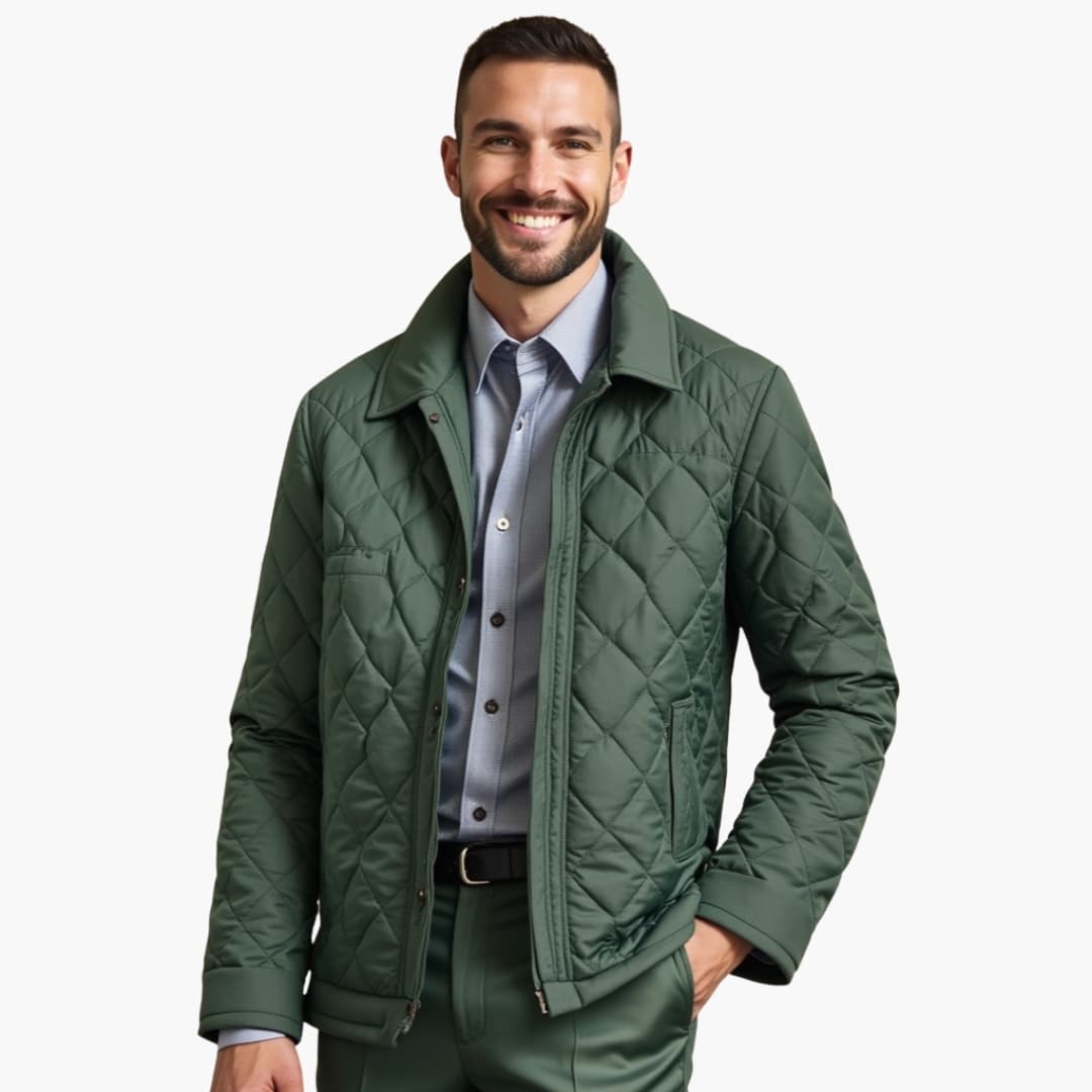 Men's Padded Coat with Classic Collar