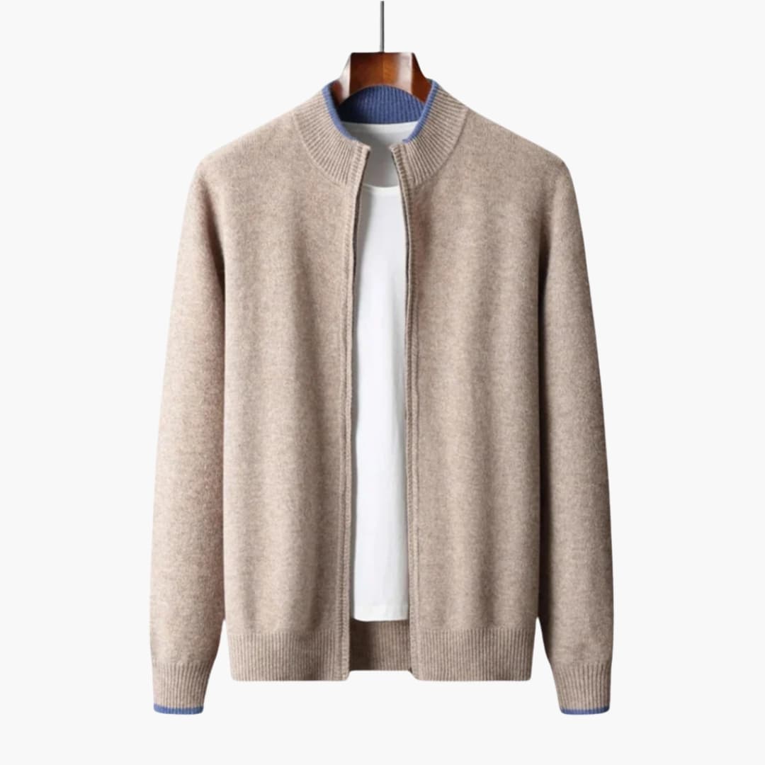 Men's Cozy Zip Cardigan with Textured Details