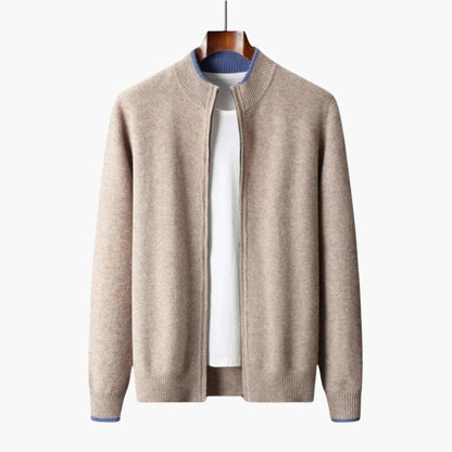 Men's Cozy Zip Cardigan with Textured Details