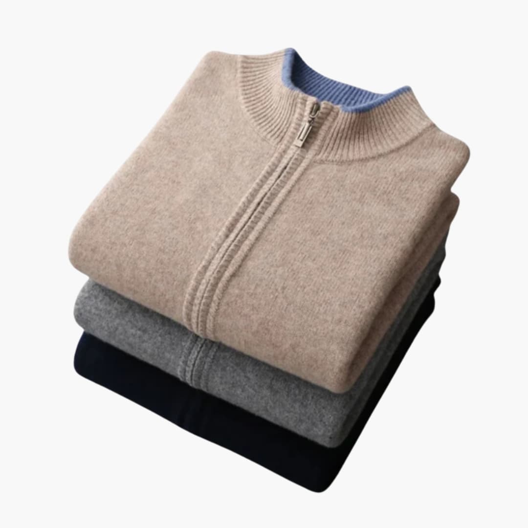 Men's Zip Front Ribbed Sweater