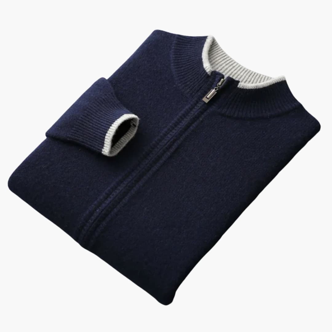 Men's Cozy Zip Cardigan with Textured Details