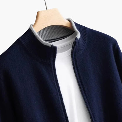 Men's Cozy Zip Cardigan with Textured Details