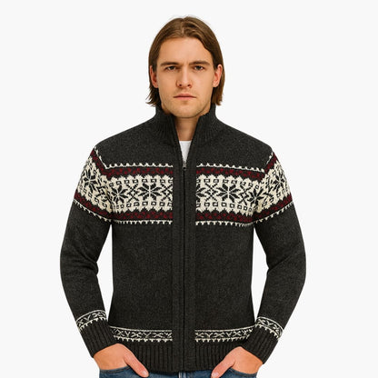 Men's Button Down Collar Sweater Jacket
