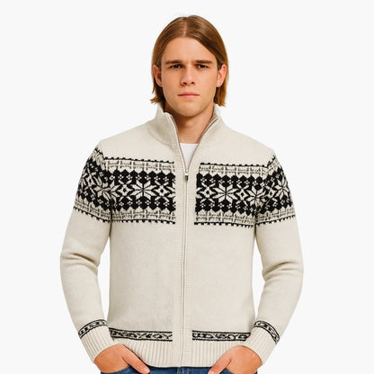 Men's Button Down Collar Sweater Jacket