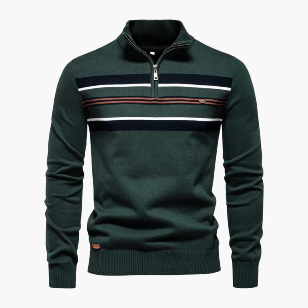 Men's Crew Neck Striped Pullover Sweater - Olytrend