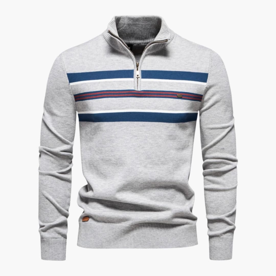 Men's Crew Neck Striped Pullover Sweater