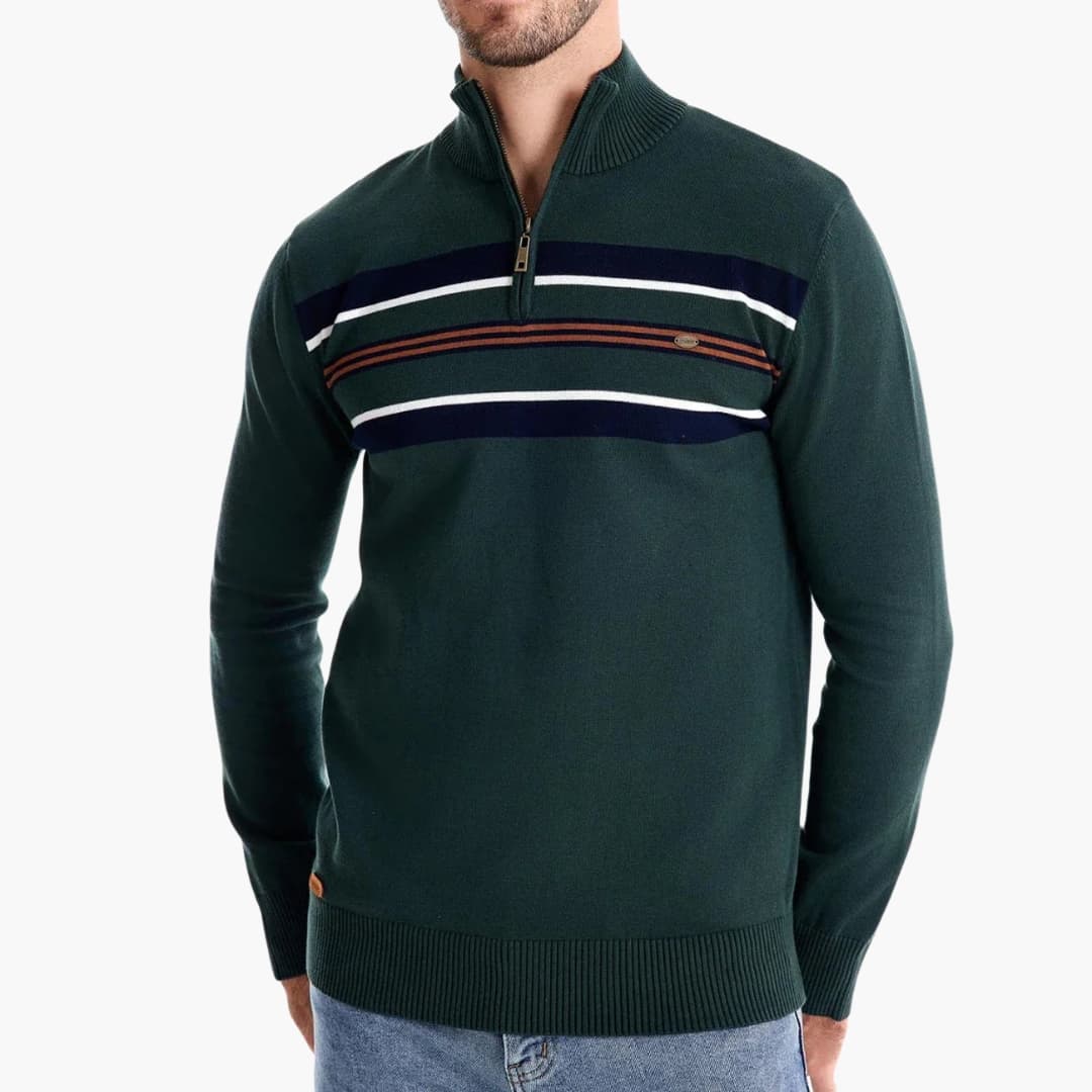 Men's Crew Neck Striped Pullover Sweater
