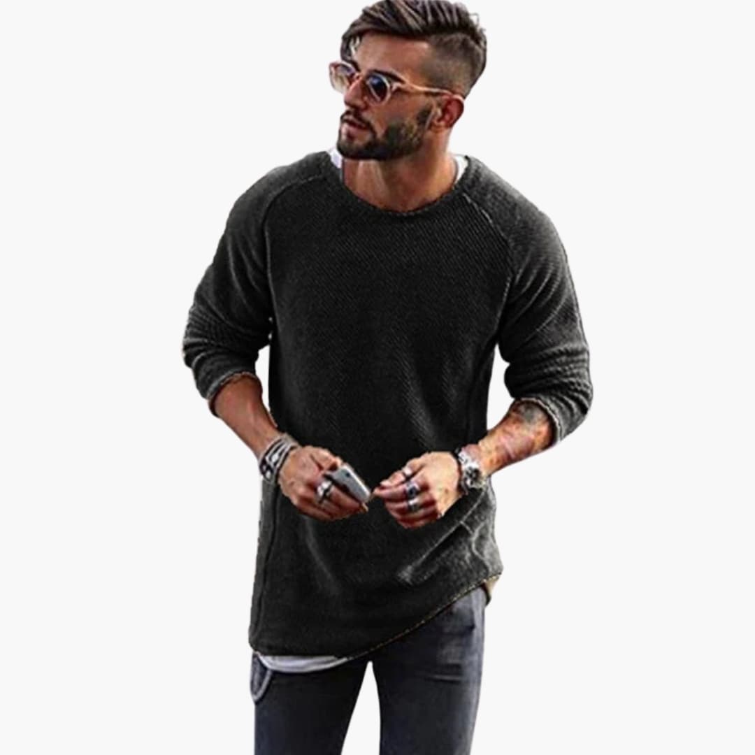 Classic Crew Neck Wool Sweater for Men