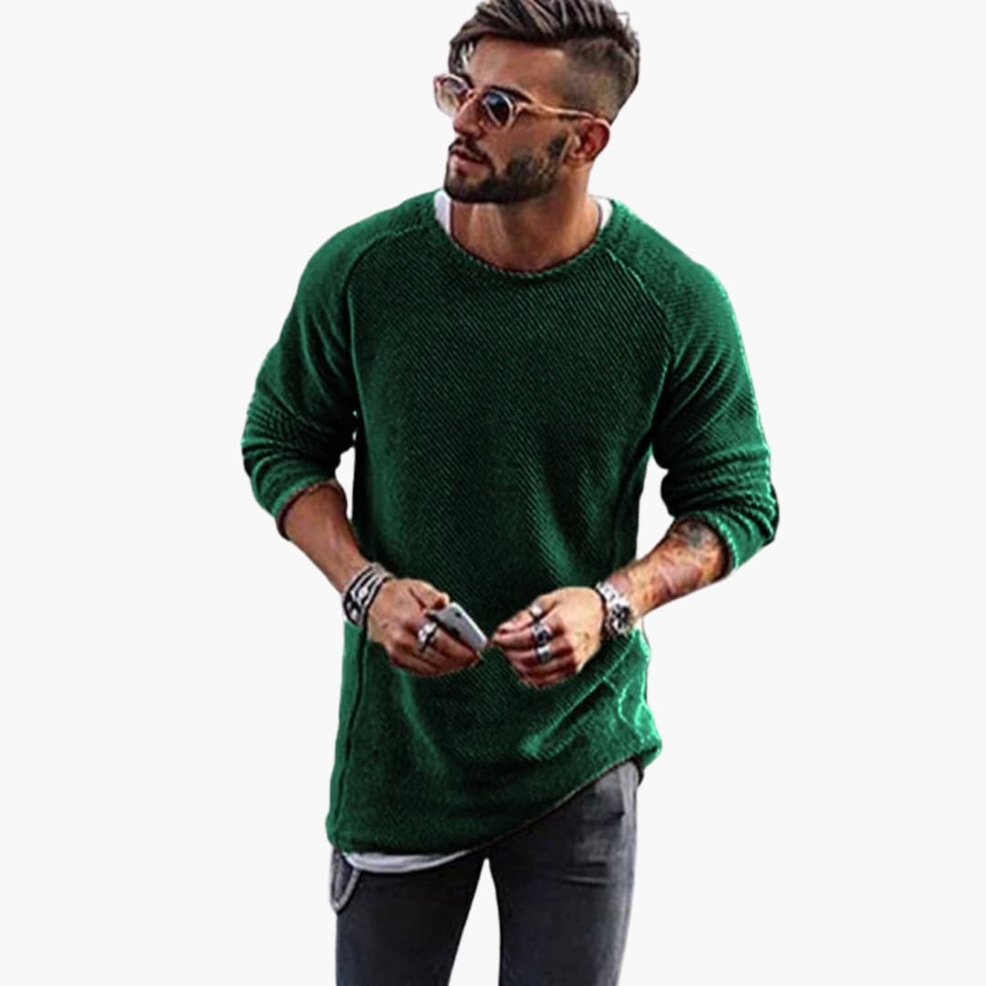 Classic Crew Neck Wool Sweater for Men - Olytrend