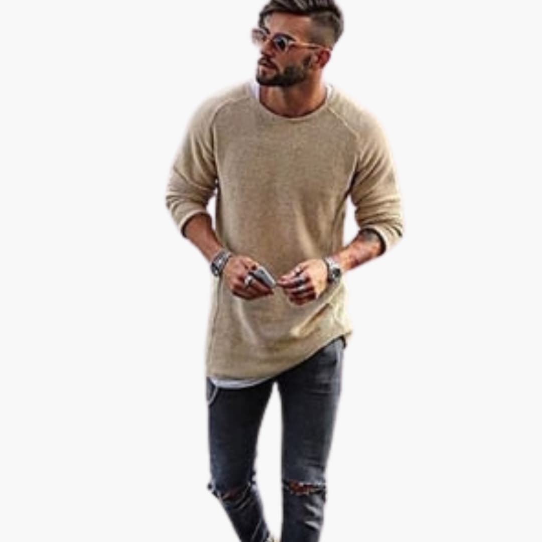 Classic Crew Neck Wool Sweater for Men