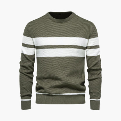 Classic Crew Neck Stripe Pullover Sweater - Olytrend