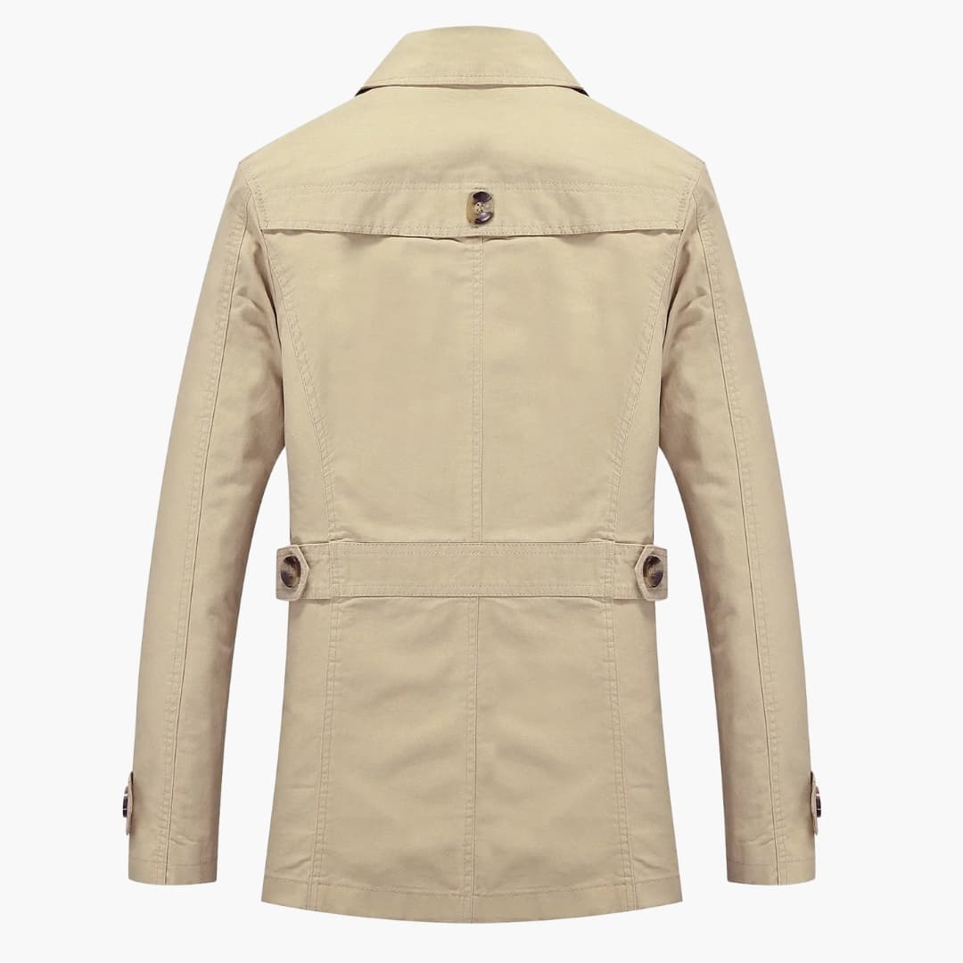 Classic Waterproof Mens Long Coat with Pockets